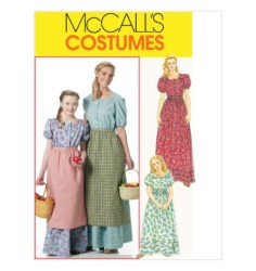 6140 PIONEER COLONIAL FLARE FLOOR YOKE DRESS,APRON PATTERN 7-14